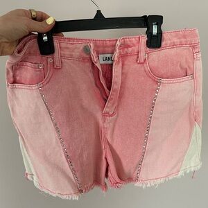 Pink Stud-Trim Denim Shorts